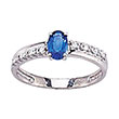 Bague or gris 750/1000e, saphir et diamant - Bleu (0,06 carat)