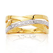 Bague or jaune 750/1000e et diamant - Blanc (0,015 carat)