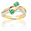 Bague or jaune 750/1000e, émeraude et diamant - vert (0,03 carat)