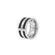 Bague acier et cable noir pour homme