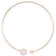 Collier torque acier doré-rose agrémenté de ronds en émail blanc dont 1 orné de cristaux (317033R)