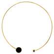 Collier torque acier doré agrémenté de ronds en émail noir dont 1 orné de cristaux (317033D)