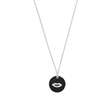 Collier céramique rond noir avec motif bouche !argent 925/1000 rhodiéet oxydes de zirconium