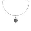 Collier rigide en acier avec pendant rond orné de cristaux gris (317034)