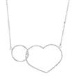 Collier argent rhodié cercle lisse et coeur diamanté entrelacés (31710620)