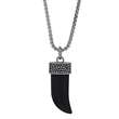 Collier en Acier avec corne Onyx noir design reptile (317089N)