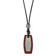 Collier en nylon ciré réglable avec pendentif en Acier et bois (317090)