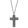 Collier Acier noir croix avec relief (317663)