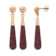 Boucles d'oreilles pendantes en acier doré rose recouvertes de paillettes prunes (313249RP)