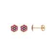 Boucles d'oreilles puces fleur en émail rose et Or 750/1000 pour enfant (303103)