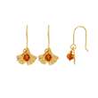 Fils d'oreilles feuille de Ginkgo argent 925/1000 doré et boule ambre cognac (31318243)