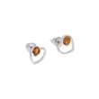 Boucles d'oreilles puces coeur en ambre et argent 925/1000 rhodié (3131641RH)