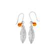 Fils d'oreilles plume pendant boule Ambre miel et argent 925/1000 rhodié (31318210)