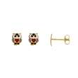 Boucles d'oreille puce Hibou en or 375/1000e et émail (393331)