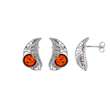 Boucle d'oreilles Ambre ronde et armature ajourée en argent 925/1000 rhodié (31318193)