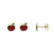 Boucles d'oreilles puce or 375/1000e et émail en forme de pomme (393335)