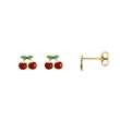 Boucles d'oreilles cerises puce en or 375/1000e et émail (393334)