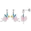Pendantes argent rhodié forme de fée avec tutu et ailes bleues (3131778)