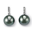 Boucles d'oreilles or gris 750/1000e, perle de Tahiti et diamant (0,03 carat) - Gris