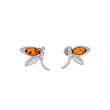 Boucles d'oreilles libellule en Ambre miel et argent 925/1000 rhodié (31318202)