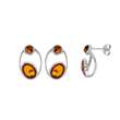 Boucles d'oreilles pierres d'Ambre cognac et argent 925/1000 rhodié (31318175)