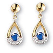 Boucles d'oreilles or gris, Saphir et diamant (0,01 carat) - Bleu