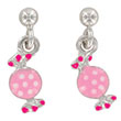 Boucles d'oreilles émail argent 925/1000 rhodié - Rose - Enfant