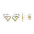 Boucles d'oreilles puces en Or 750/1000 avec un coeur blanc et un coeur jaune enlacés (303096)