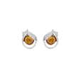 Boucles d'oreilles puce ambre couleur miel ornées de feuille en argent 925/1000 rhodié (3131651RH)