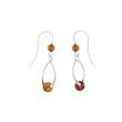 Fils d'oreilles avec 2 boules en ambre en argent 925/1000 rhodié (3131655RH)