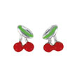 Boucles d'oreilles émail argent 925/1000 rhodié - Rouge - Enfant