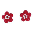 Boucles d'oreilles émail argent 925/1000 rhodié - Fushia - Enfant