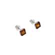 Boucles d'oreilles puces carrées en Ambre couleur cognac, argent 925/1000 rhodié (3131643RH)