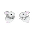 Boucles d'oreilles émail argent 925/1000 rhodié - Blanc  - Enfant