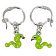 Boucles d'oreilles émail argent 925/1000 rhodié - Vert  - Enfant