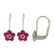 Dormeuses Fleur - Email fuchsia - Argent  925/1000 rhodié  - Enfant