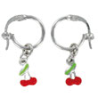 Boucles d'oreilles émail argent 925/1000 rhodié - Rouge  - Enfant