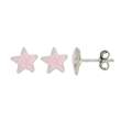 Boucles d'Oreilles Etoile - Email rose paillette - Argent  925/1000 rhodié - Enfant 