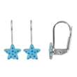 Dormeuses Etoile - Email - Argent  925/1000 rhodié - Enfant 