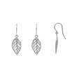 Boucles d'oreilles feuille ajourée en argent 925/1000 rhodié