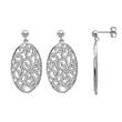 Boucles d'oreilles ovale motif 'Arabesques' oxydes de zirconium, argent 925/1000e rhodié