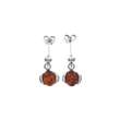 Boucles d'oreilles 925/1000e et ambre - Cognac