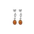 Boucles d'oreilles 925/1000e et ambre - Cognac