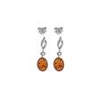 Boucles d'oreilles 925/1000e et ambre - Cognac