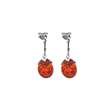 Boucles d'oreilles 925/1000e et ambre - Cognac