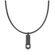 Collier cordon acier et cuir - Homme