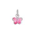 Pendentif papillon en Argent 925/1000 rhodié et émail rose (316236R)