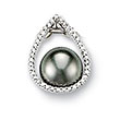 Pendentif or gris 750/1000e, diamant et perle de Tahiti (0,10 carat)