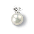 Pendentif or gris 750/1000e, diamant et perle d'eau douce (0,022 carat) - Blanc