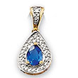 Pendentif or jaune 750/1000e, saphir et diamant (0,07 carat) - Bleu